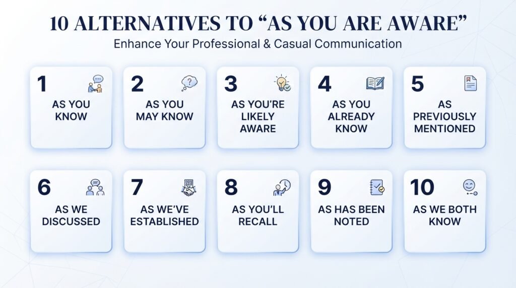 10 alternatives to as you are aware with examples