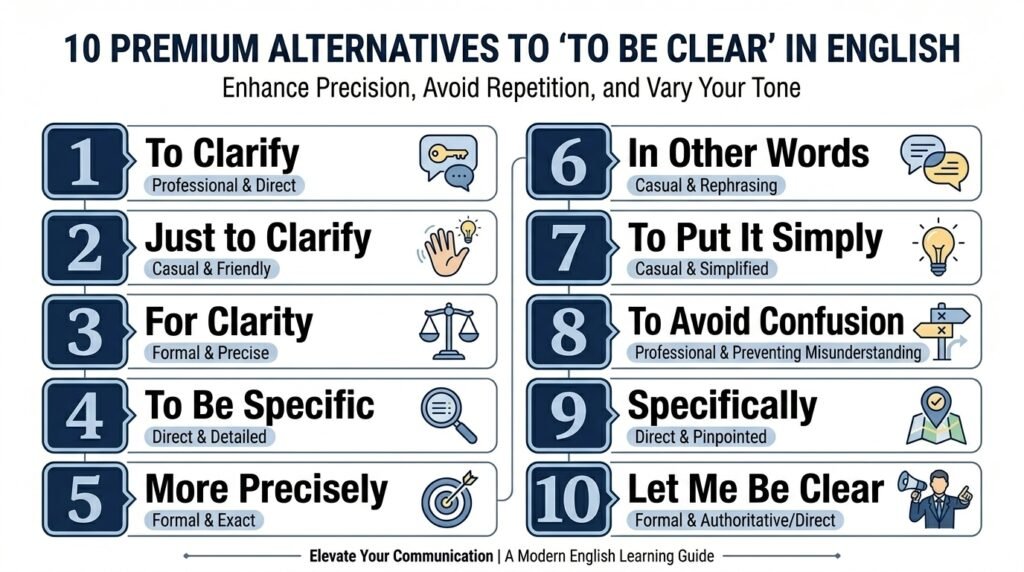 10 alternatives to say to be clear with different tones and uses