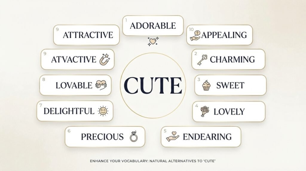 10 best alternatives to cute including adorable, charming, sweet, and lovely