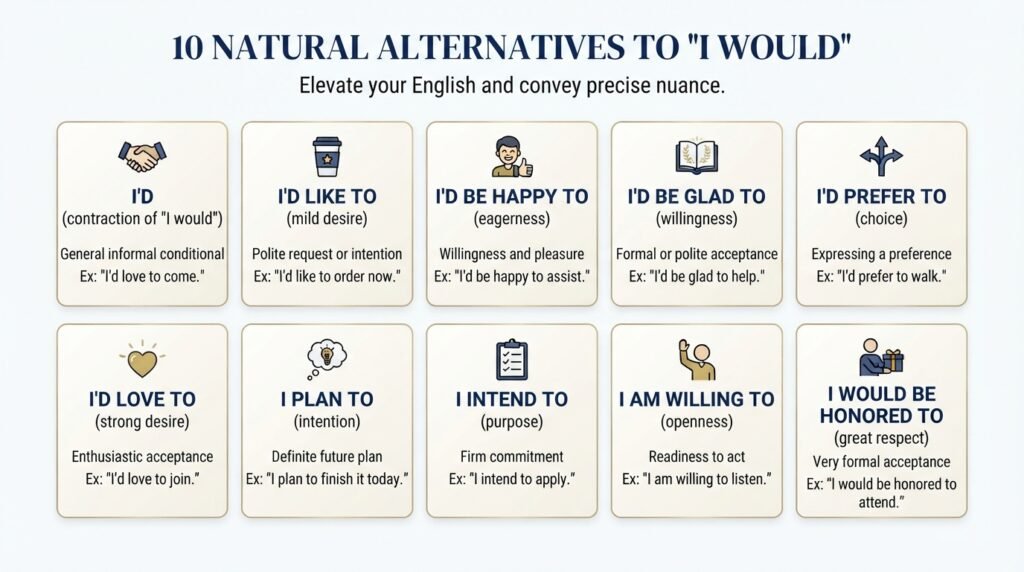 10 natural alternatives to I would in American English