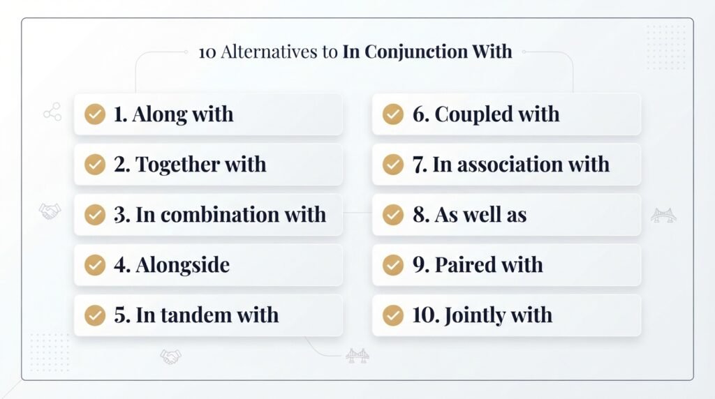 10 alternatives to in conjunction with including along with and alongside