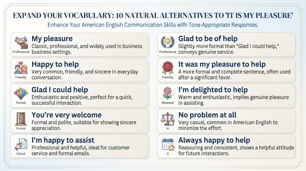 10 ways to say it is my pleasure in English