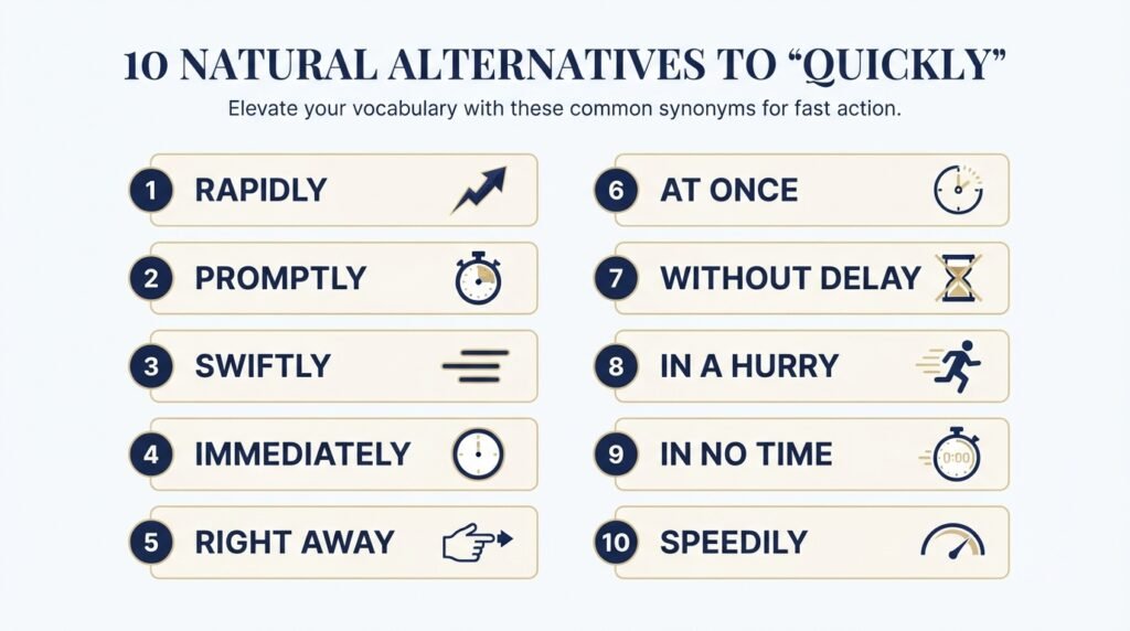 10 alternatives to quickly including rapidly promptly and swiftly