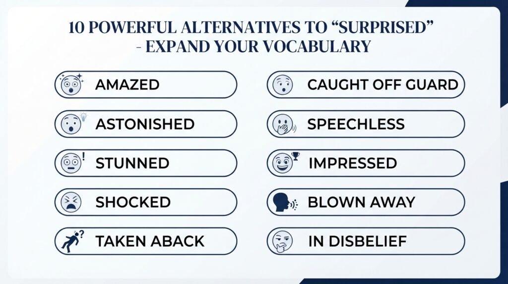 10 alternatives to say surprised including amazed and astonished