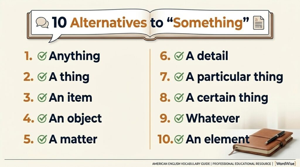 10 alternatives to something including anything, an item, a detail, and a matter