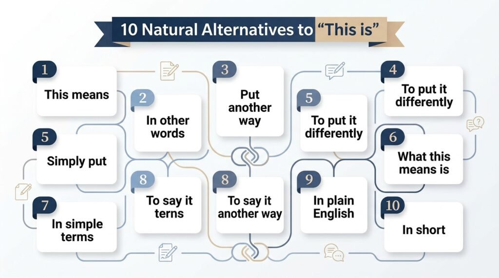 10 alternatives to this is in natural American English