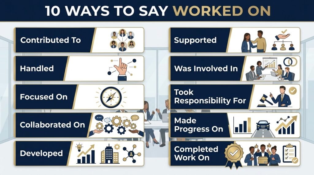 10 alternatives to worked on including contributed to handled and developed