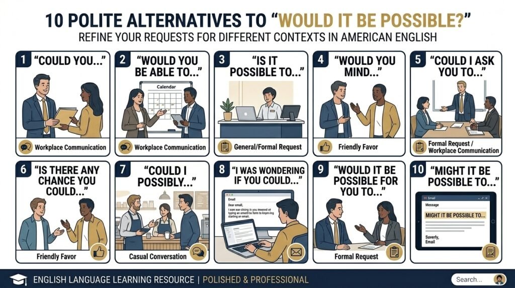 10 polite alternatives to would it be possible with different tones and uses
