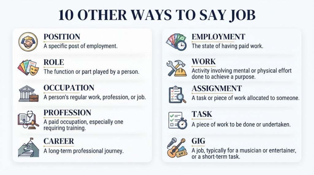 10 alternatives to the word job including position role career and work