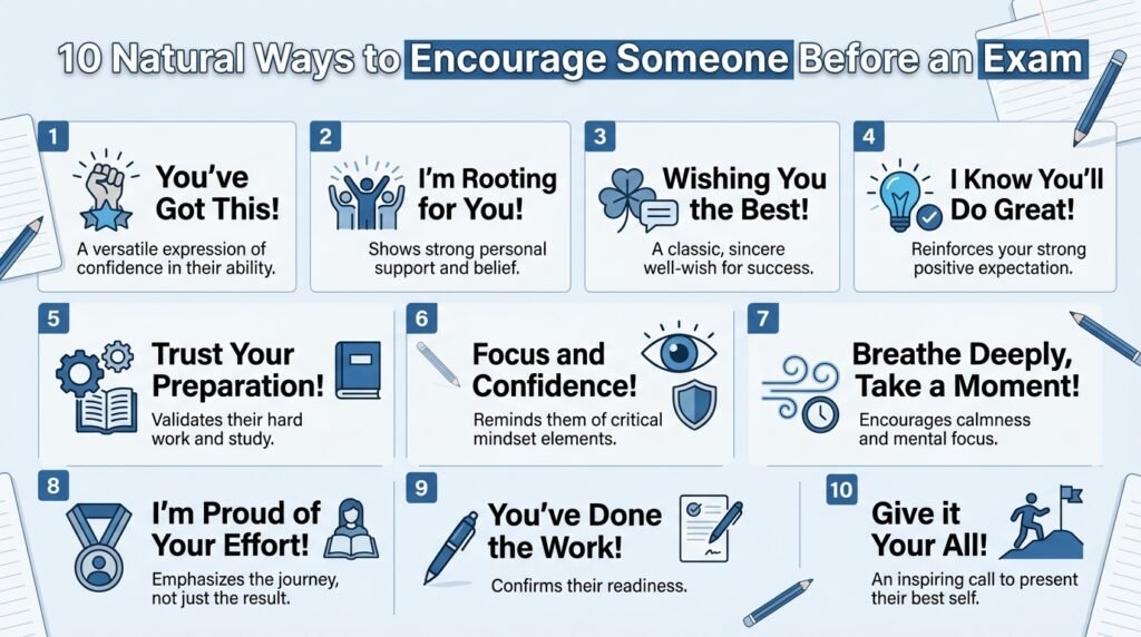 Ten encouraging ways to say good luck on your exam