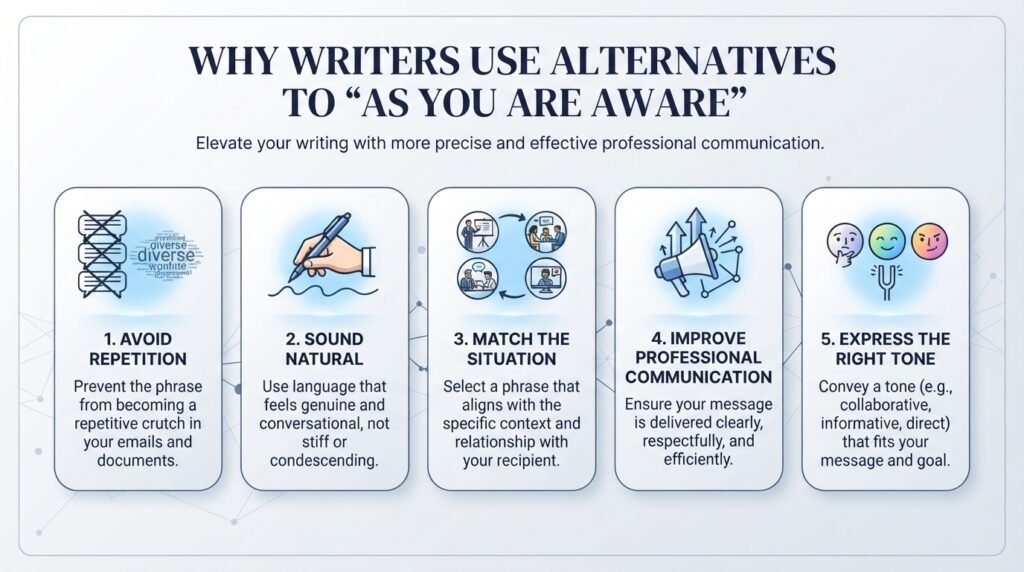 Benefits of using alternatives to as you are aware