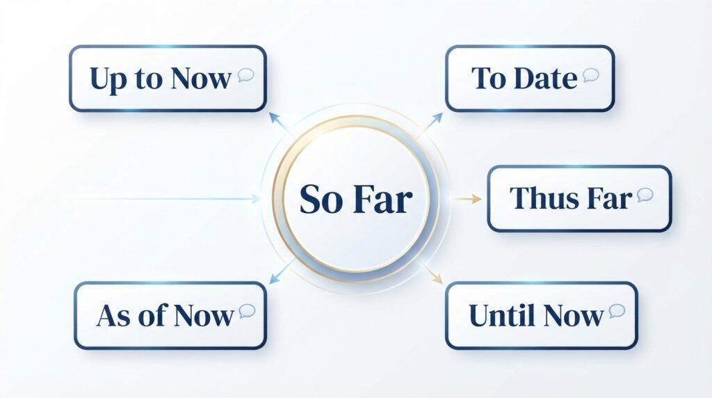 Common alternatives to so far including up to now and to date