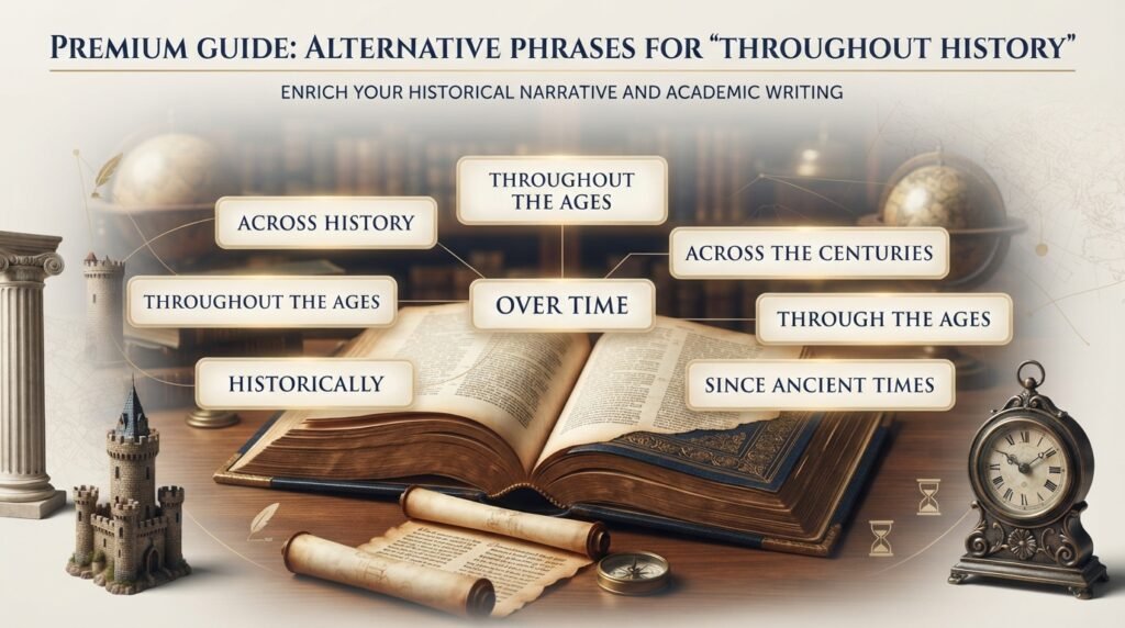 Alternative phrases for throughout history shown in an educational infographic