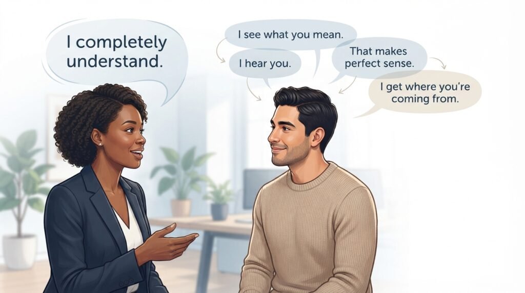 People having a conversation to show different ways to express understanding