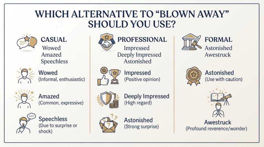 Comparison of blown away alternatives by tone and usage