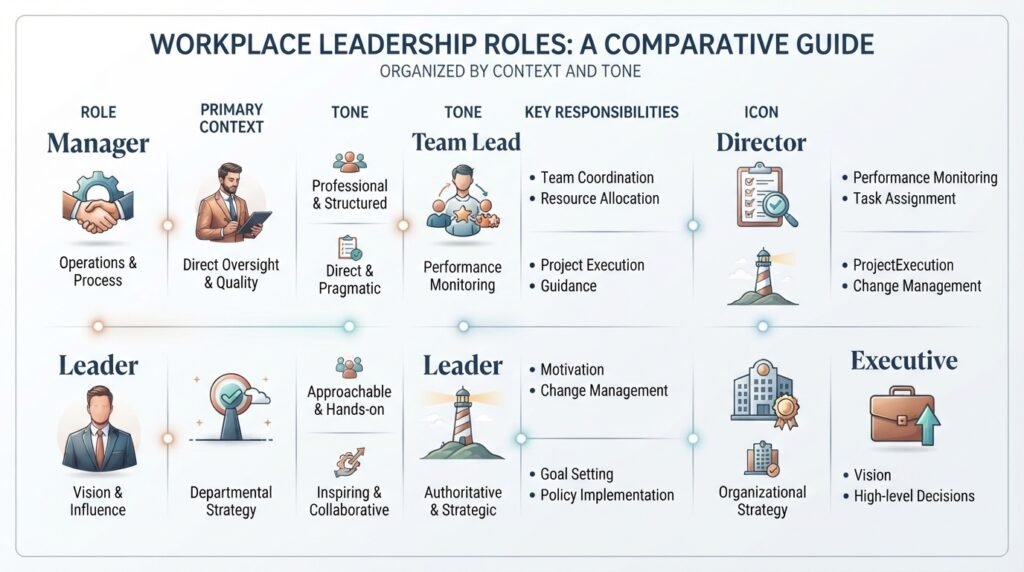 Comparison of professional alternatives to boss by workplace tone