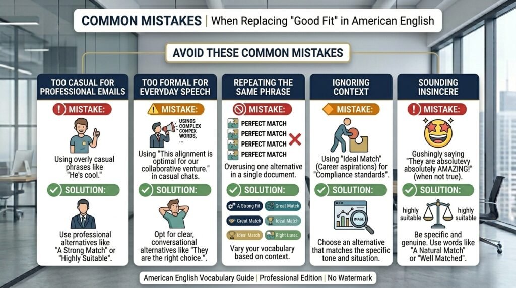 Common mistakes when using alternatives to good fit in English