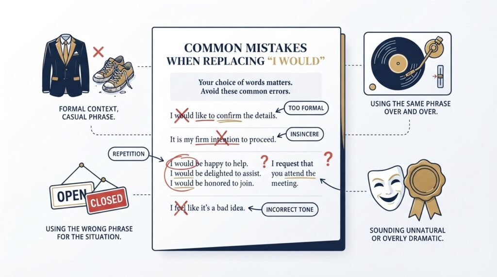 Common mistakes when using alternatives to I would
