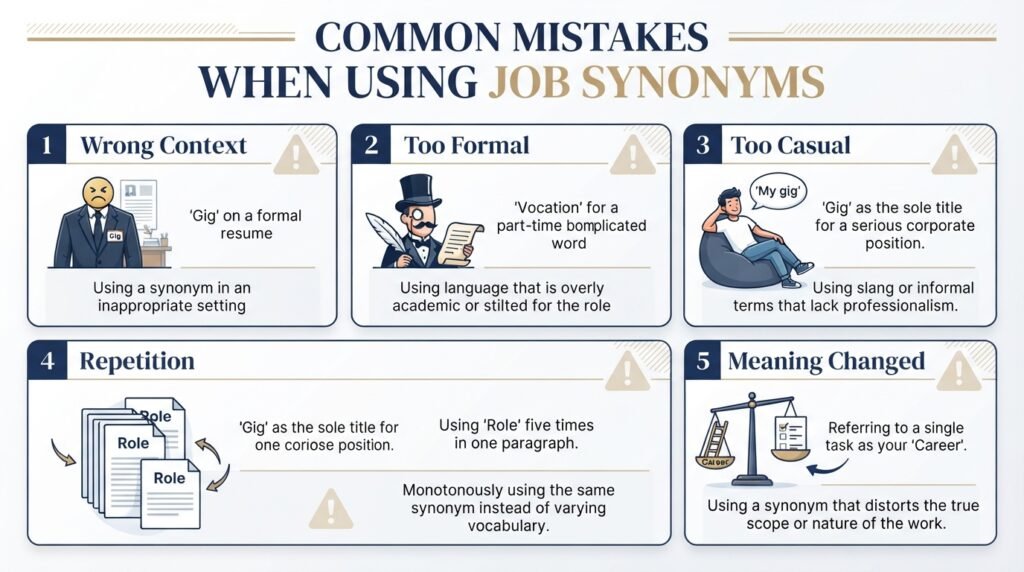 Common mistakes when choosing synonyms for job