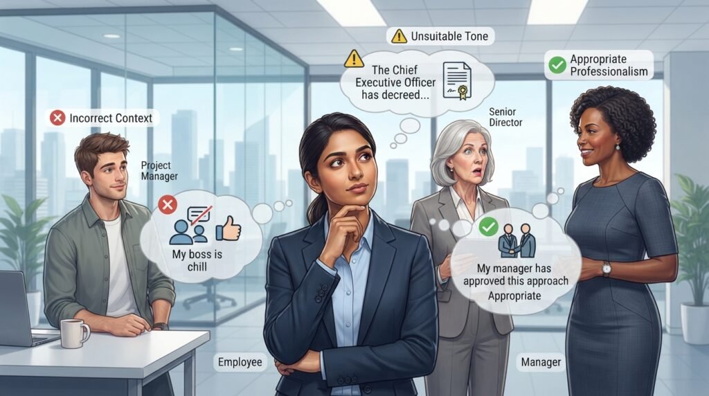 Comparison of professional alternatives to boss by workplace tone