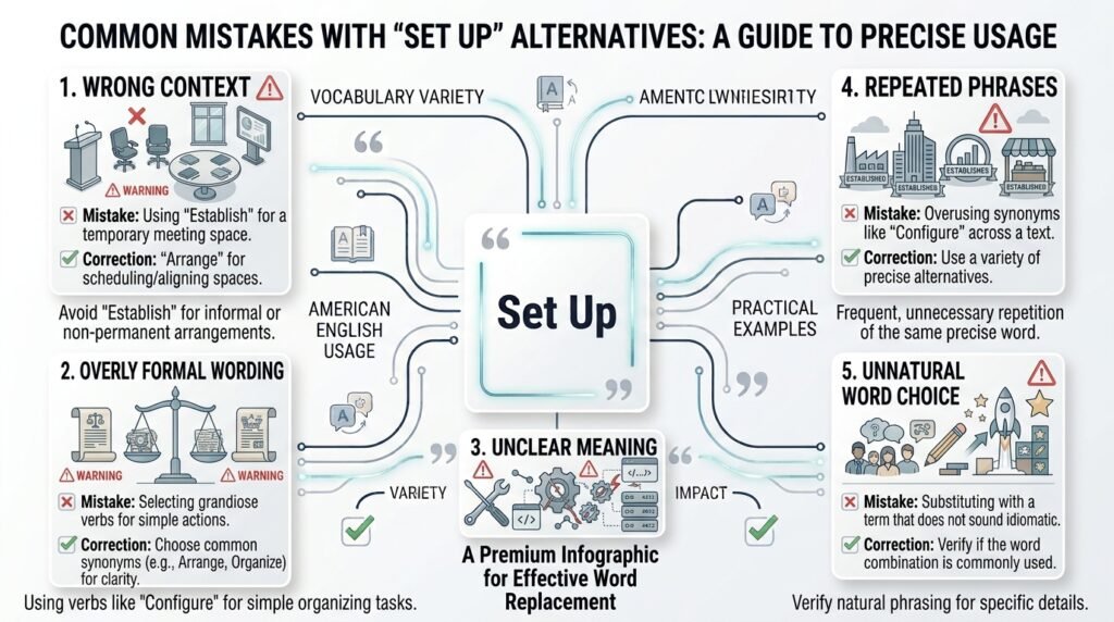 Common mistakes when choosing alternatives to set up in English