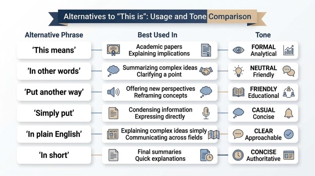 Comparison of alternatives to this is by tone and usage