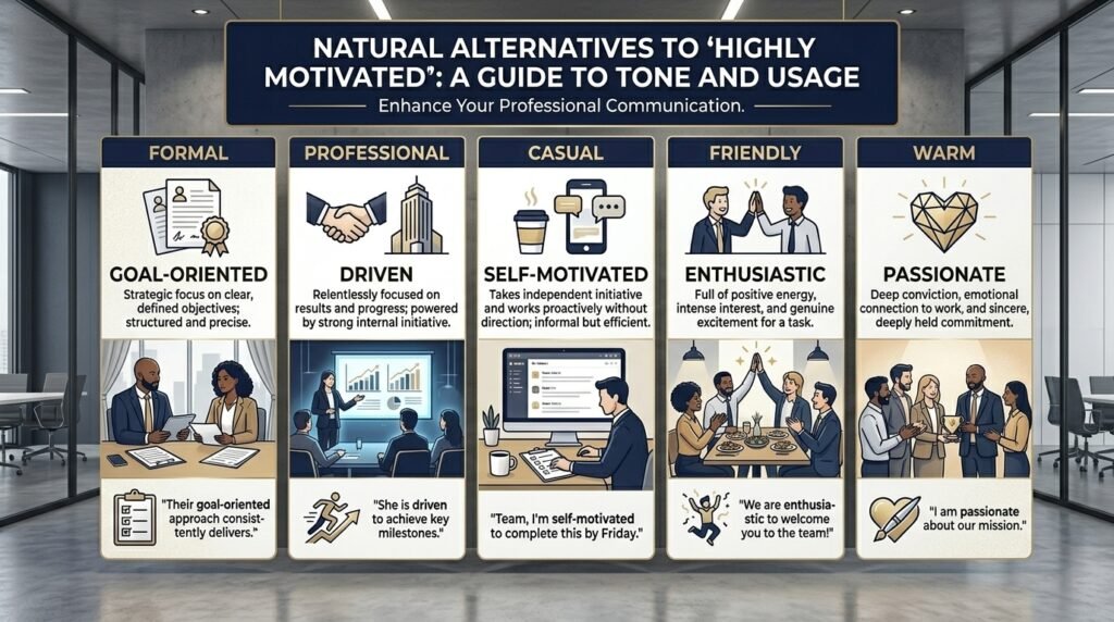 Comparison of highly motivated alternatives by tone and professional usage