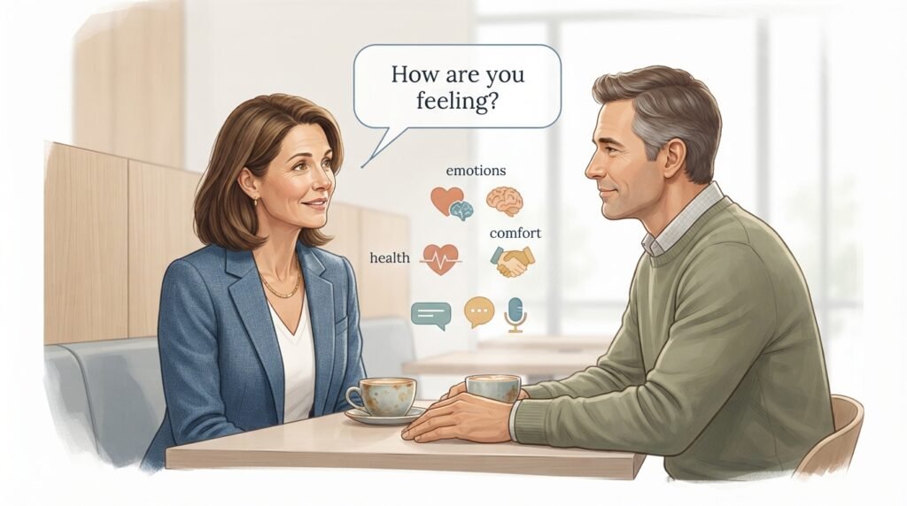 Meaning of how are you feeling in a caring conversation