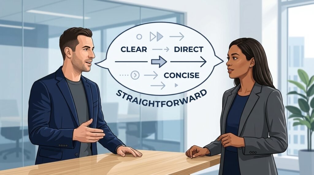 Meaning of straight to the point and clear direct communication