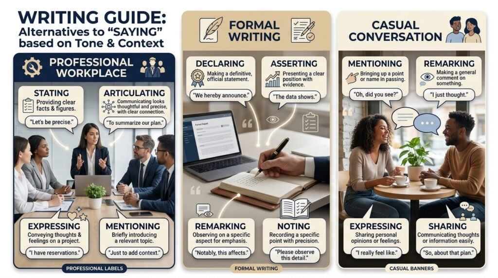 Comparison of saying alternatives by tone and communication context