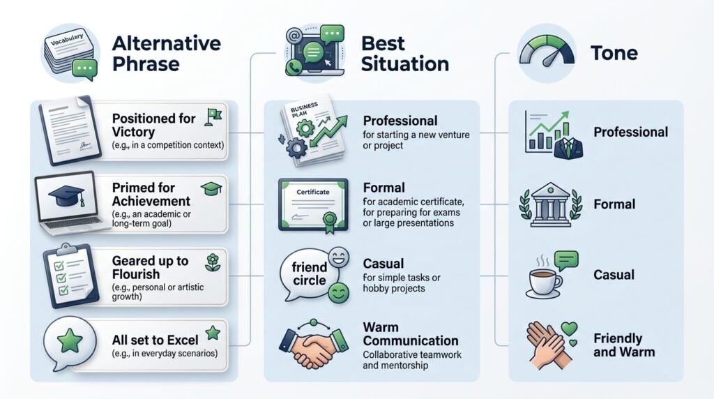 Comparison of alternatives to set up for success by tone and usage
