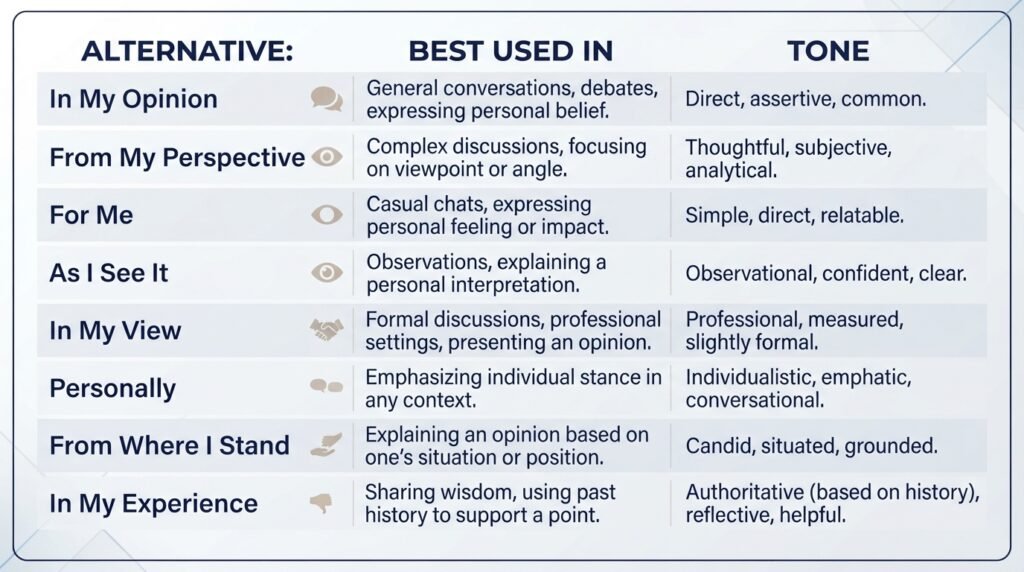 Comparison of alternatives to to me by tone and usage