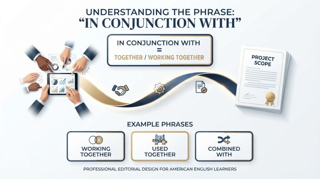 Meaning of in conjunction with with simple examples