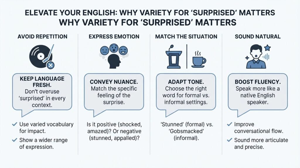 Benefits of using different ways to say surprised