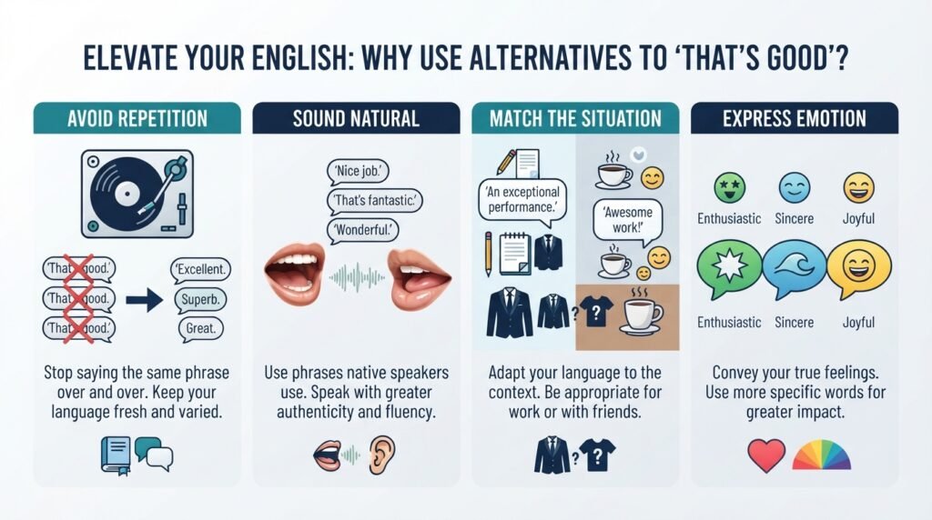 Reasons to use different ways to say “that’s good”