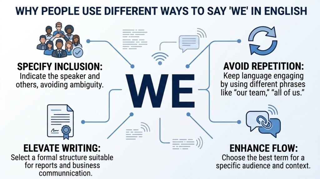 Why use different ways to say we in English