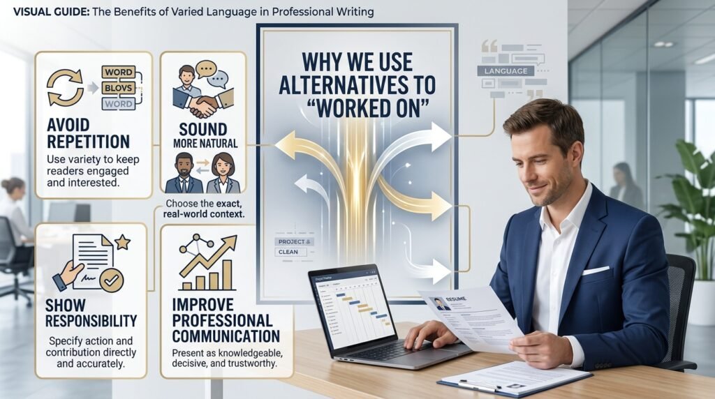 Benefits of using alternatives to worked on in professional writing